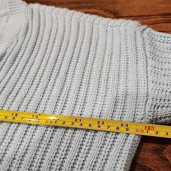 L.A. Hearts Chunky Knit V-Neck Sweater Small Baby Blue Y2K Style Cozy Minimalist - Picture 6 of 8